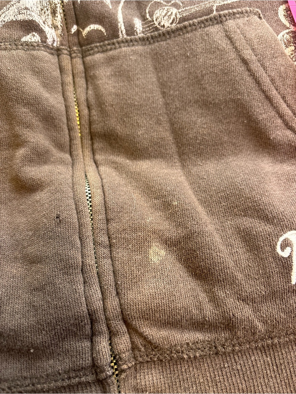 Rare Vintage Y2K Roxy Brown Graphic Zip Hoodie with Pink Drawstrings - Picture 10 of 10